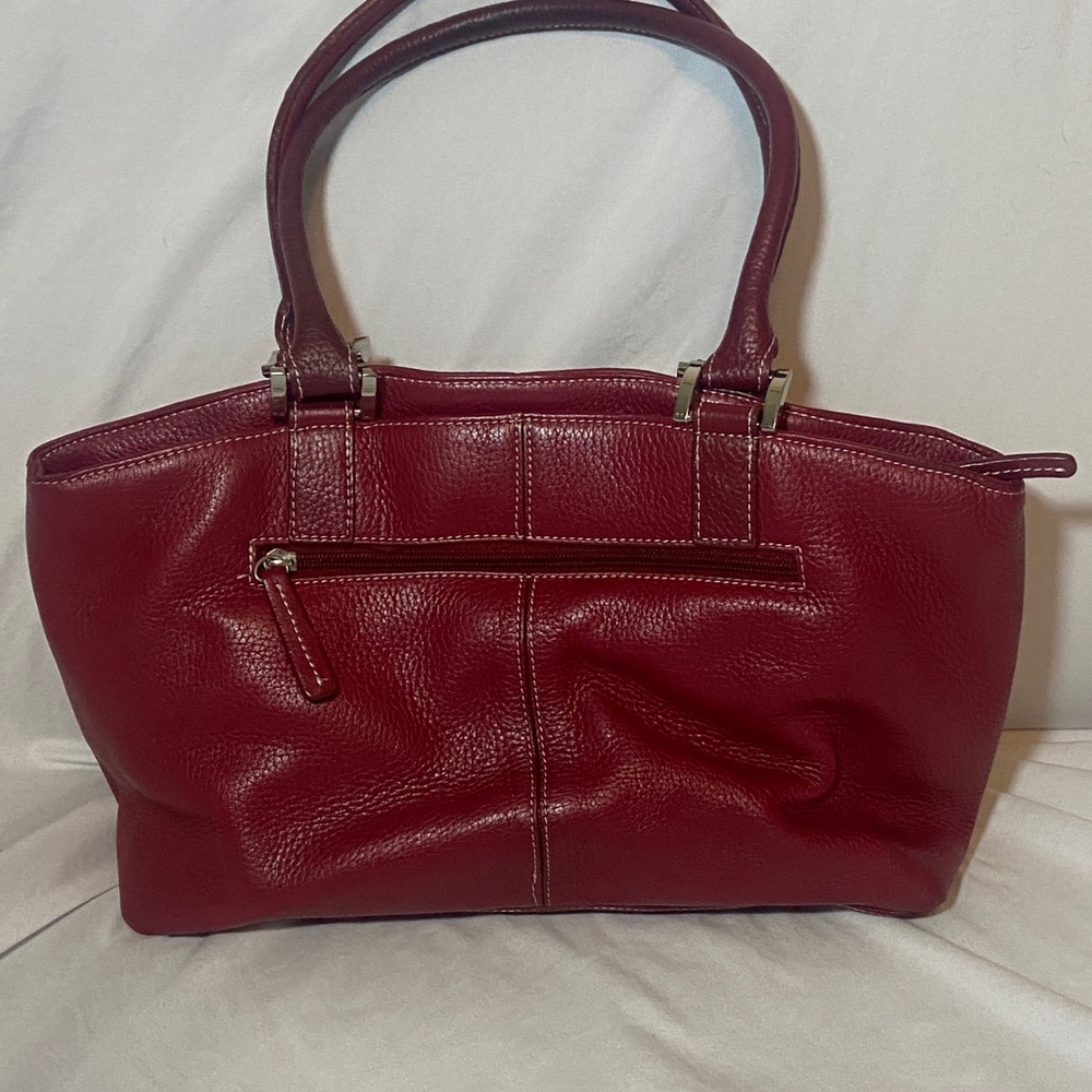 Tignanello Brick Red Genuine Pebble Leather Shoulder Satchel handbag tote - Picture 3 of 12